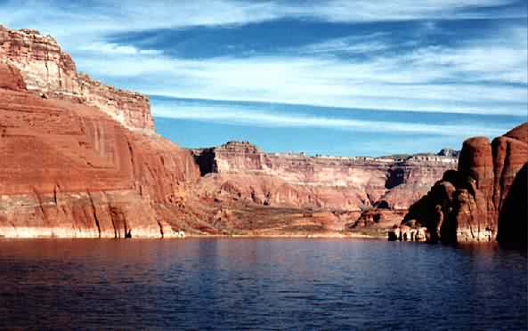 An alluvial fan on the
		shores of Lake Powell