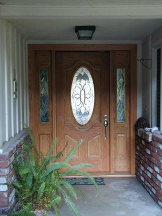 oak entry door and sidelights