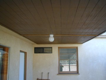 T-1-11 hung on porch ceiling with new light fixture