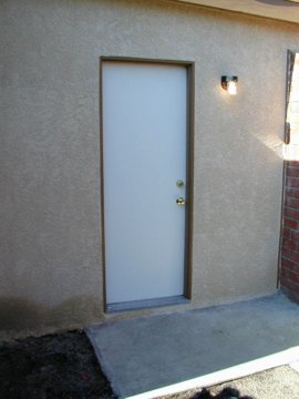 new exterior back door and new light fixture that actually works