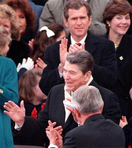 Reagan meets George Walker Bush and Laura