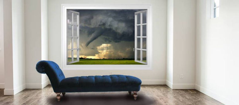 emotional tornado on a couch