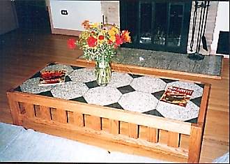 Solid Oak Coffeetable with Inlaid Granite Top