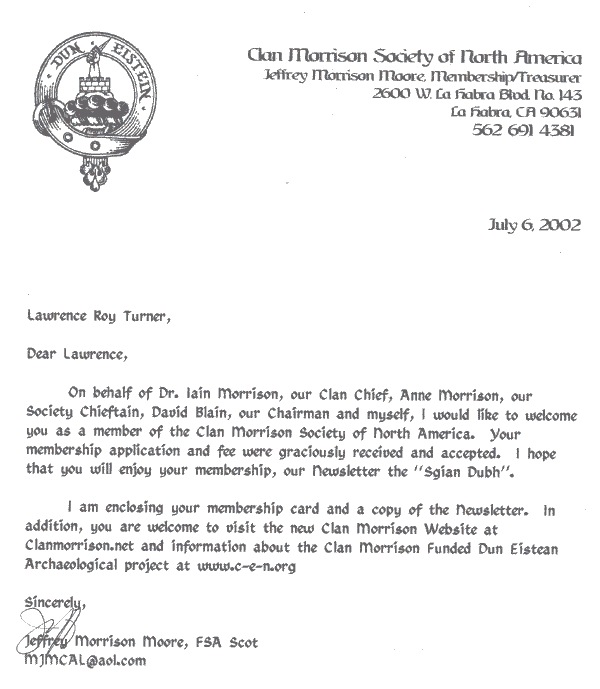 Member Clan Morrison Society of North America