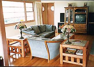 Solid Oak Endtables with Inlaid Granite Top